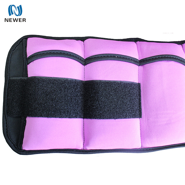 Wholesale High Quality 1kg 2kg 3kg Waterproof Iron Sand Removable Adjustable Pink Neoprene Arm Leg Wrist Ankle Weights