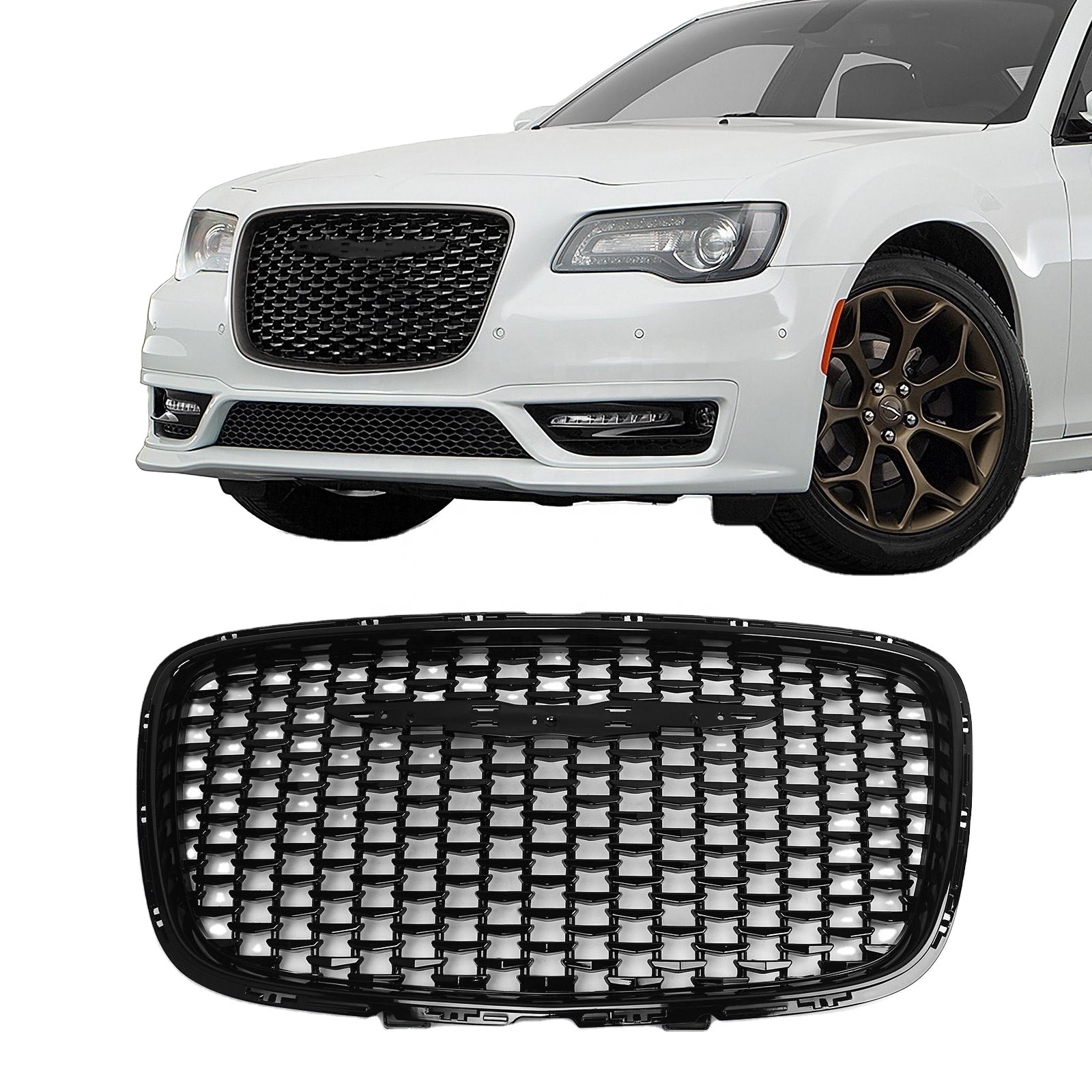 Front Bumper Grille Black Gray Front Hood mesh Grille For Chrysler 300C SRT 2015-2018