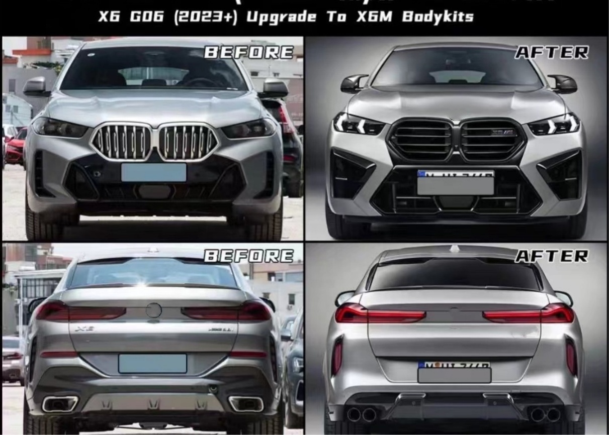 Body Kit Fits For BMW X6 G06 LCI 2023+ Modified Upgrade to X6M F96 LCI PP Bumper Grille Headlight Body kit