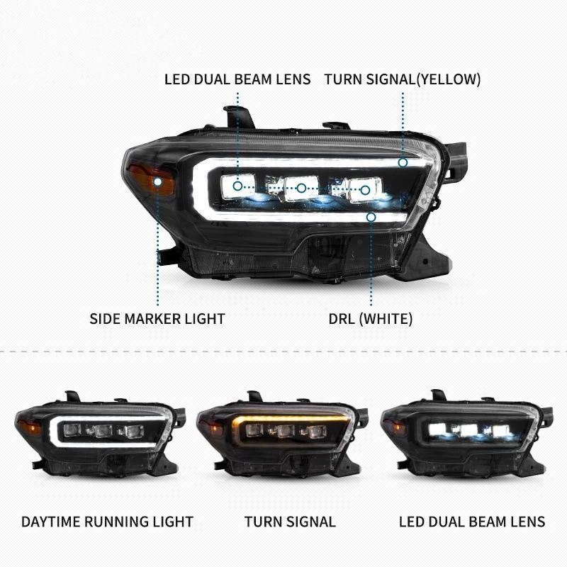 Auto Lamp LED Headlight With Full LED Lens and Sequential Signal For Tacoma 2015 2016 2017 2018 2019 2020