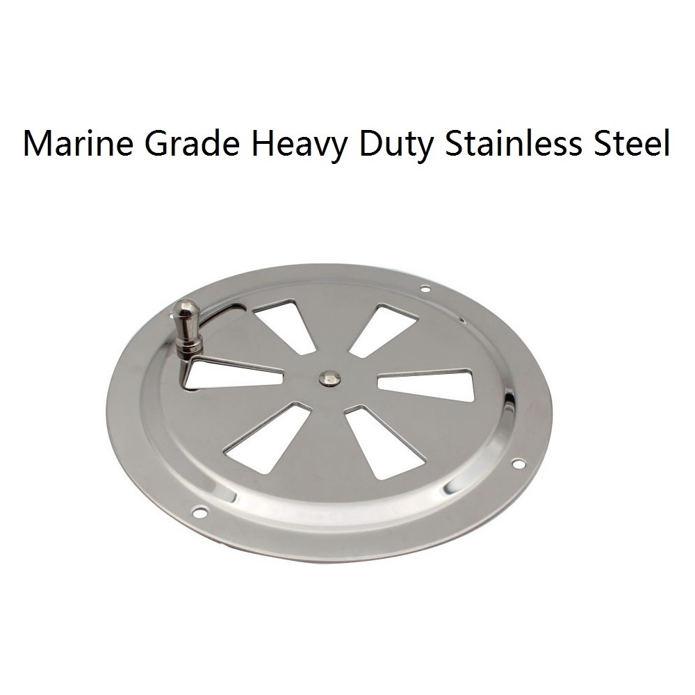 Stainless Steel 316 Marine Round Blower Louver Vent Cover Side Knob Opening 5 inch Mirror Polish Air Louver Vent