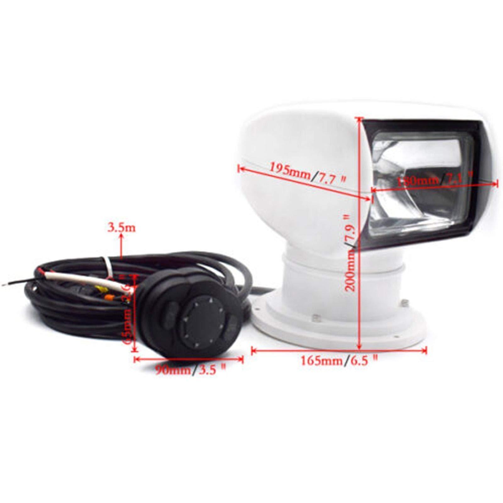 12V 100W 2500LM 360  Rotate Remote Control Marine Portable Halogen Search Light Boat Spotlight IP67