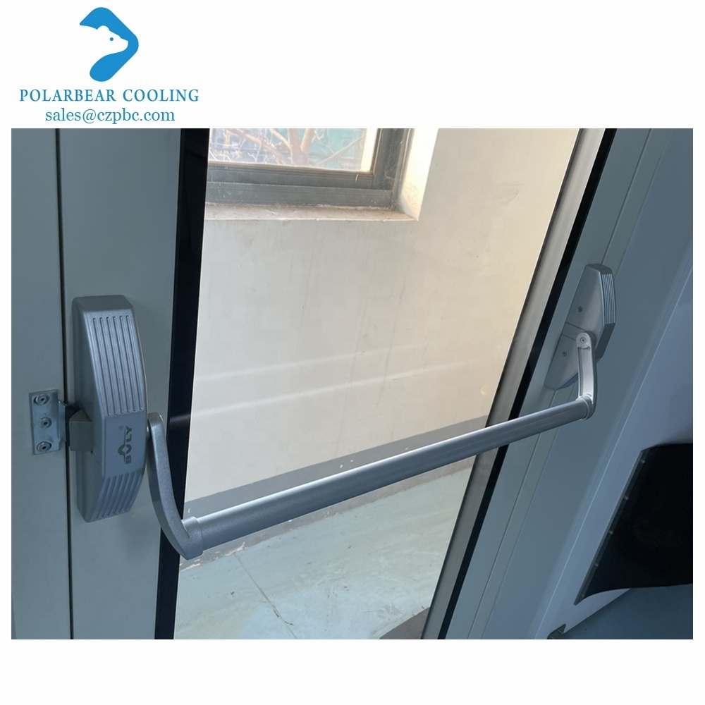 Low Price Single Leaf Steel Glass Door Clean Room Door with Panic Push Bar