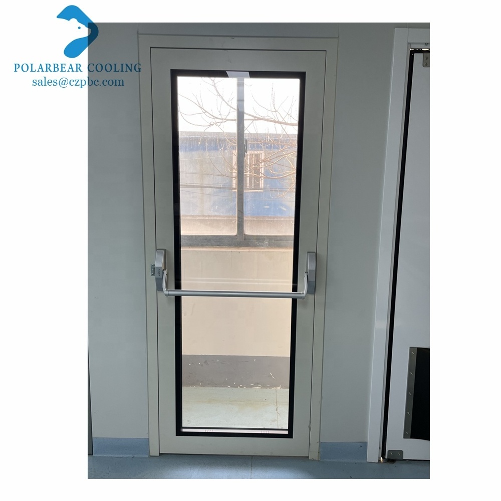 Low Price Single Leaf Steel Glass Door Clean Room Door with Panic Push Bar