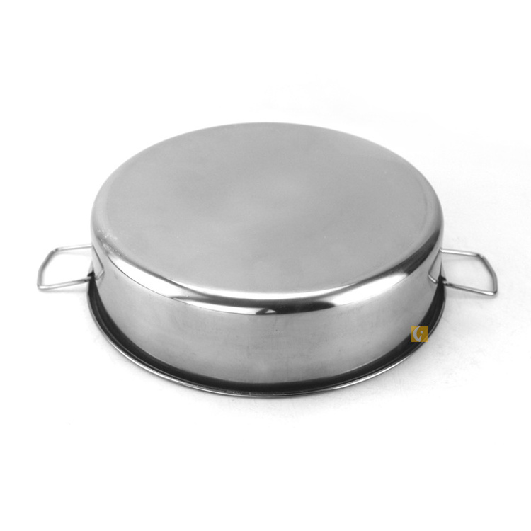 Nonmagnetic double handle thickening stainless steel round cake pan baking tray