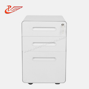 Office round edge handle filing cabinet 3 Drawers letter size vertical mobile steel file storage cabinet