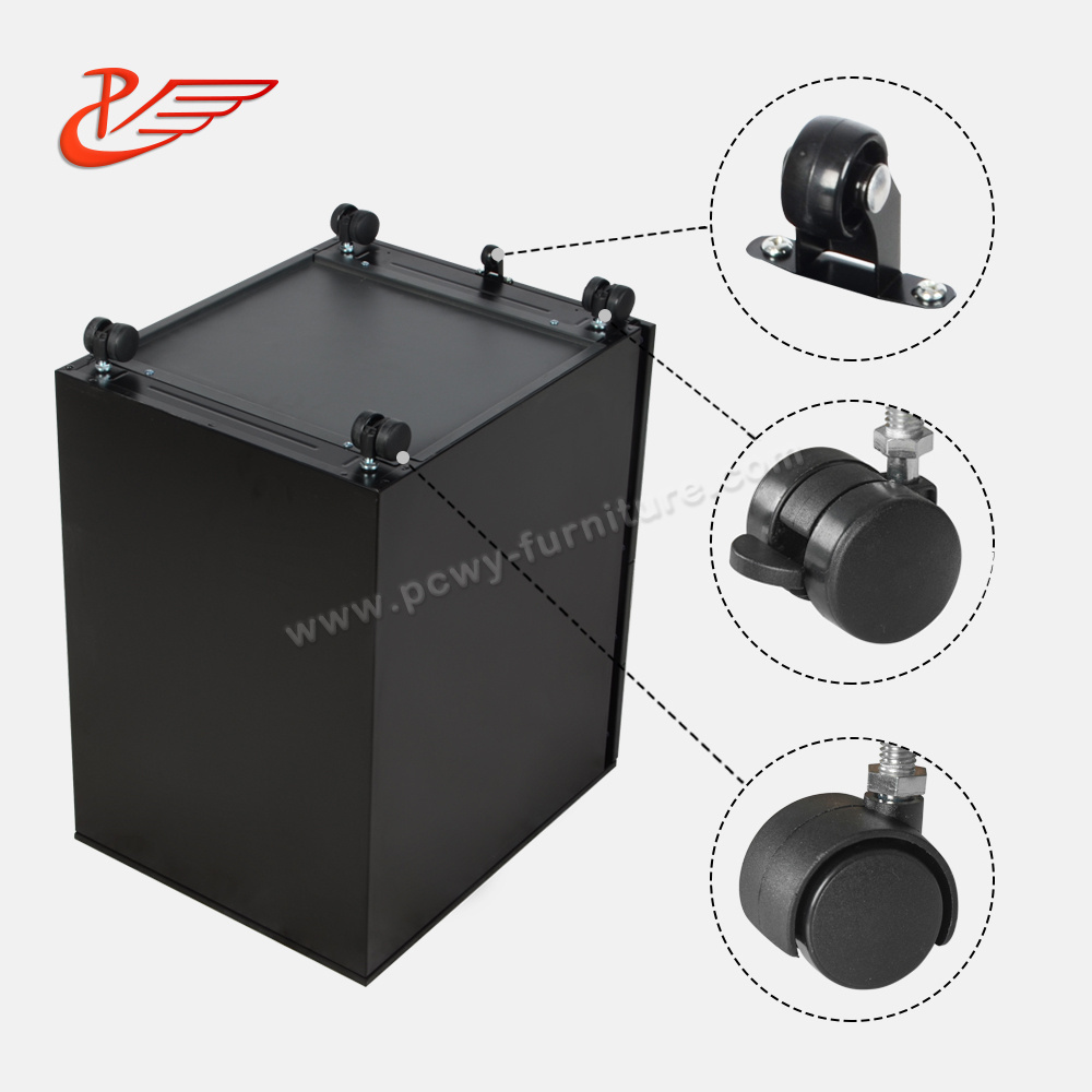 WT Mechanical locks pedestal cabinet lock three drawers five wheels and one pencil tray and hanging bar