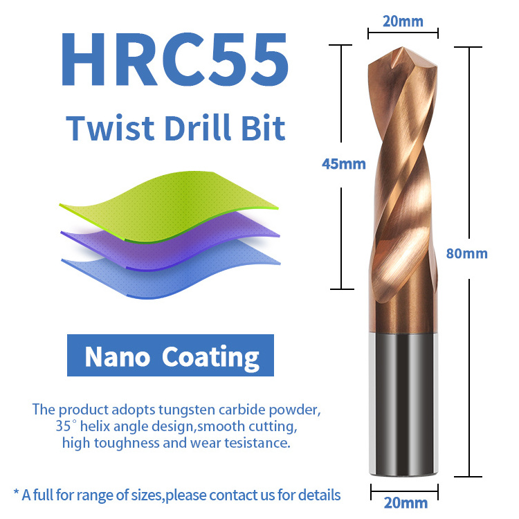 HANDERK Drill Bit Set Tungsten Steel Carbide Twist Jobber Drilling Bits for Hardened Metal