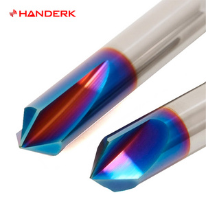 HANDERK 2/3/4 Flute Chamfer End Mill 30 45 60 90 120 Degree Carbide CNC Milling Cutter for CNC