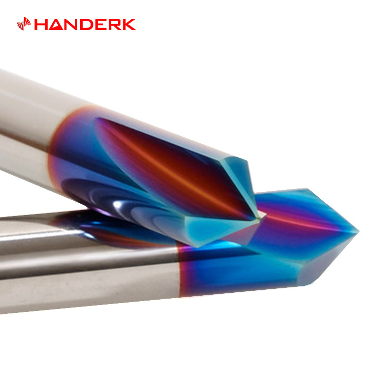 HANDERK 2/3/4 Flute Chamfer End Mill 30 45 60 90 120 Degree Carbide CNC Milling Cutter for CNC