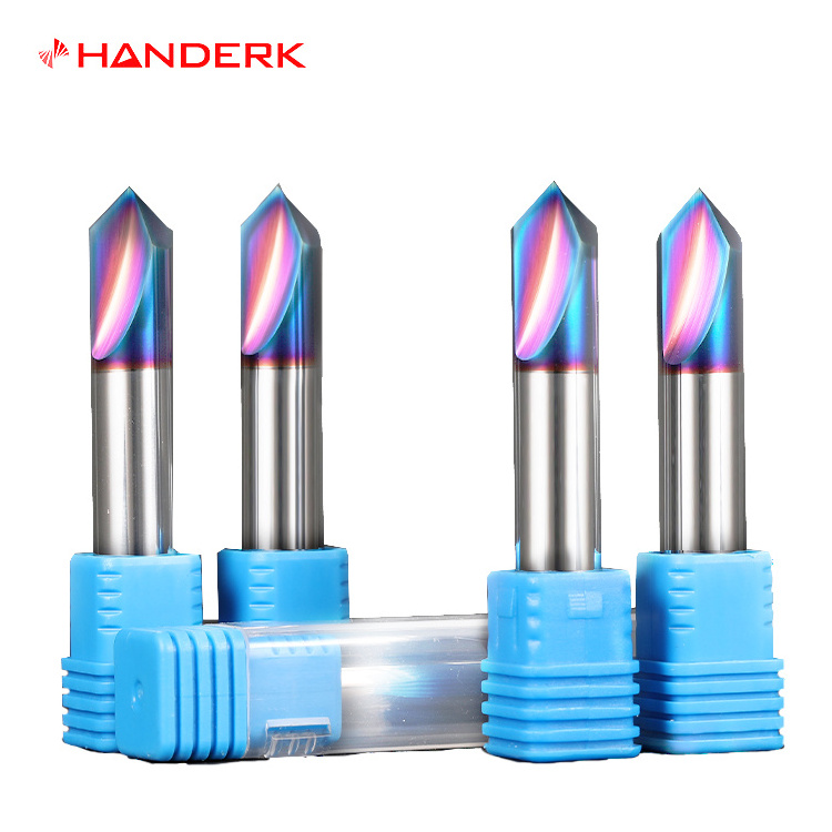 HANDERK 2/3/4 Flute Chamfer End Mill 30 45 60 90 120 Degree Carbide CNC Milling Cutter for CNC