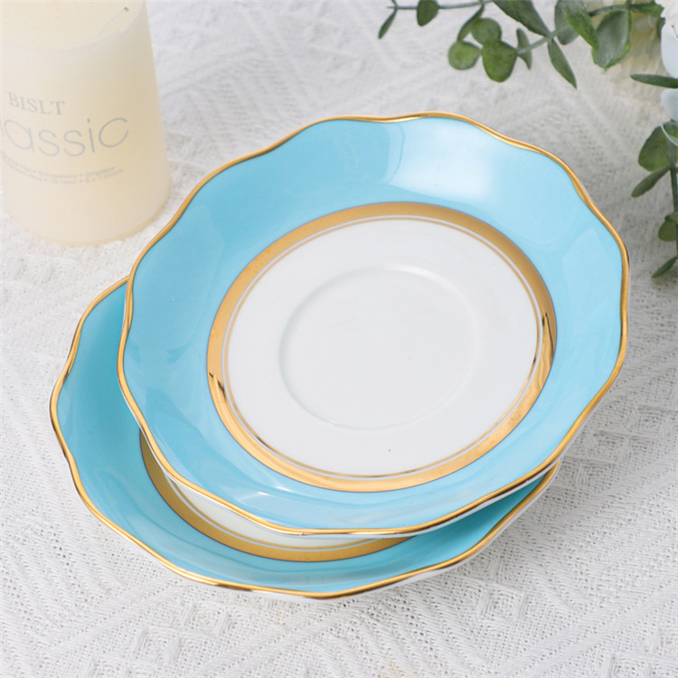 PITO Gold Rim Custom Logo Decal Carnival Wedding Dinnerware Plate Bone China Dinner Plates Set Tableware Decal for Hotel HoReCa