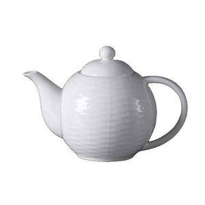 PITO 900CC Bohemian Ceramic Bone China Teapot with Embossed Pattern Design White Bone China Tea Pot Set for Afternoon Tea Time