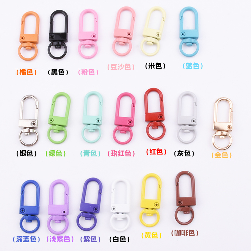 Colorful Metal Lobster Claw Clasps Swivel Lanyards Trigger Snap Hooks Strap with Key Rings DIY Accessories for Bag Key Chains