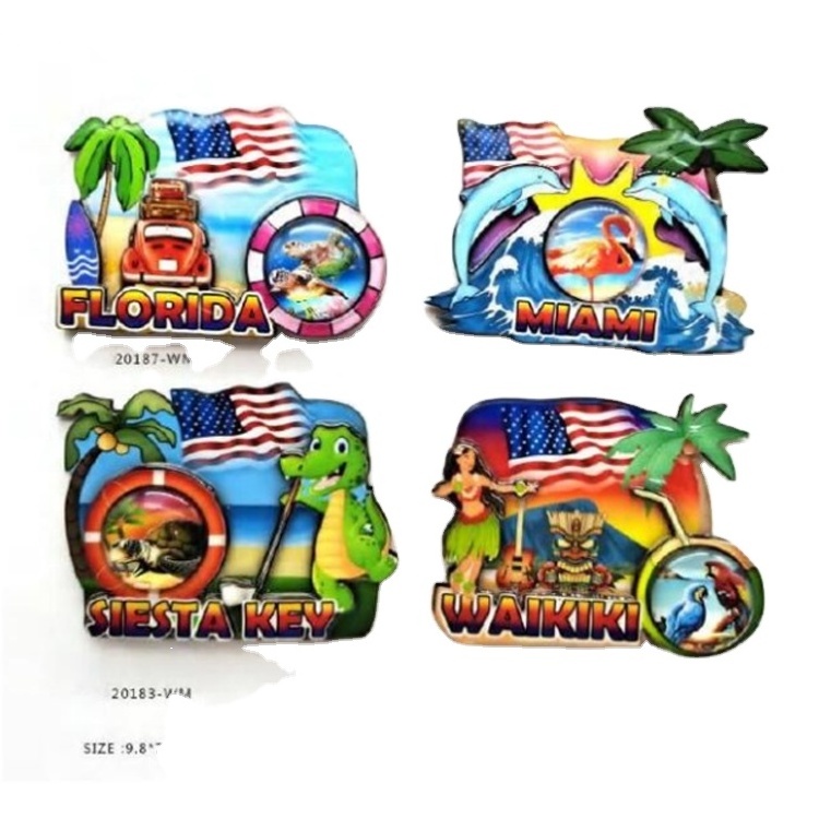 Wholesale wood tourist souvenir hawaii miami beach florida souvenirs fridge magnet