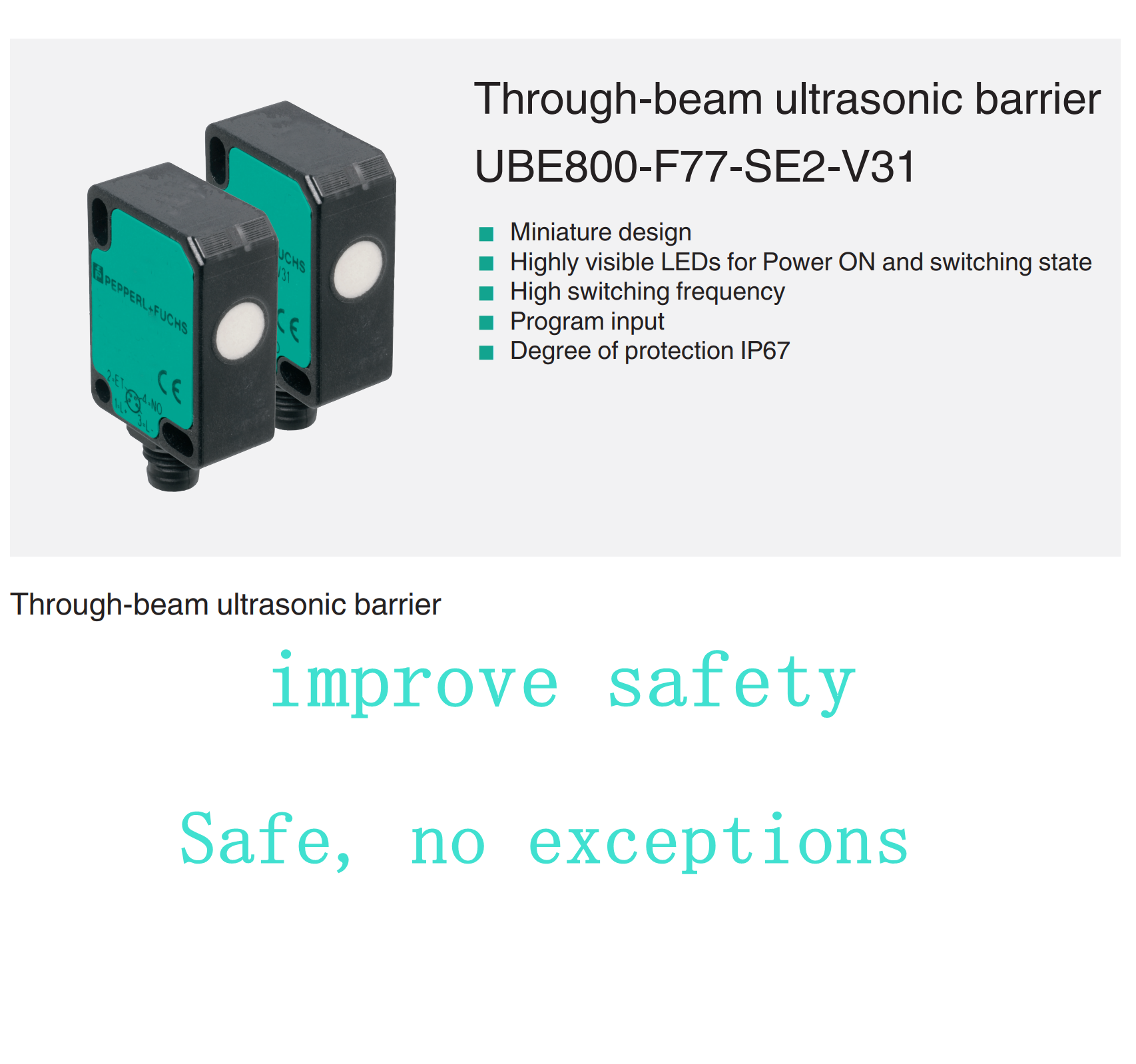 PEPPERL +FUCHS  high precision Through-beam ultrasonic barrier UBE800-F77-SE2-V31