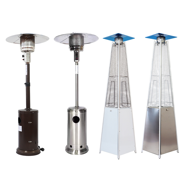 China manufacturer pyramid glass patio outdoor gas heater propane glass tube flame outdoor patio gas heater