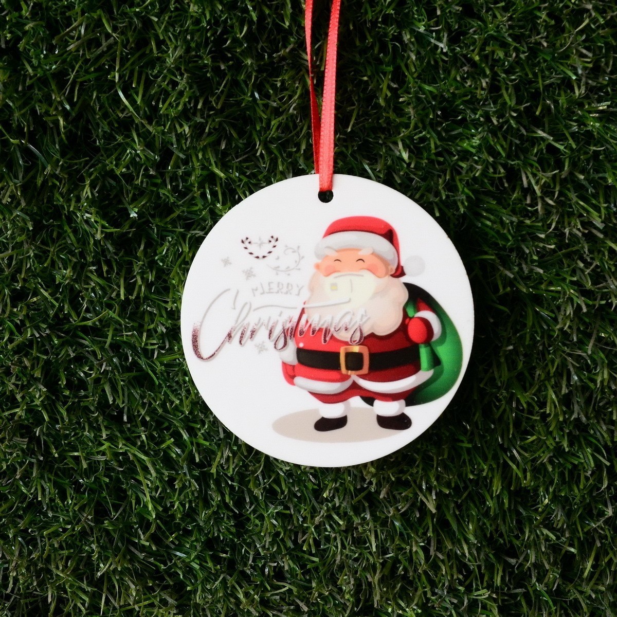 Christmas Festive Atmosphere Sublimation Blank Ceramic Flat Christmas Ornament