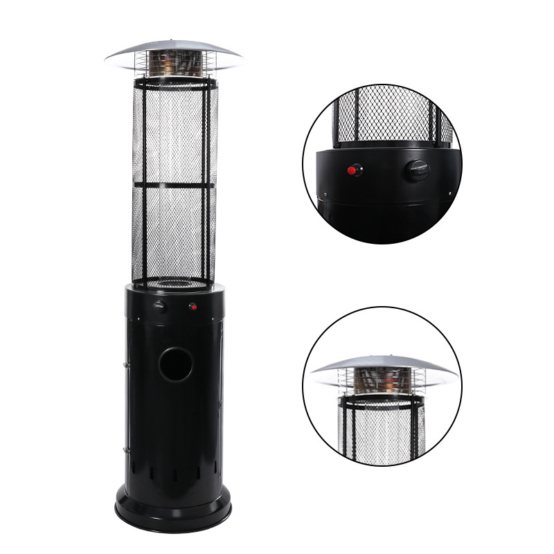 Easy Install Certified Iron Plastic Spray Portable Outdoor Gas Pyramid Patio Heater With Quartz Lamp