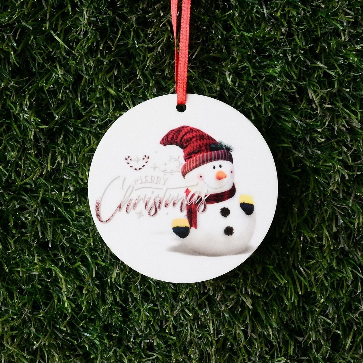 Christmas Festive Atmosphere Sublimation Blank Ceramic Flat Christmas Ornament