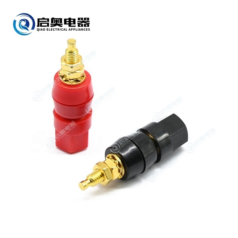 Single gold-plated hexagonal binding post for professional audio amplifier audio speaker