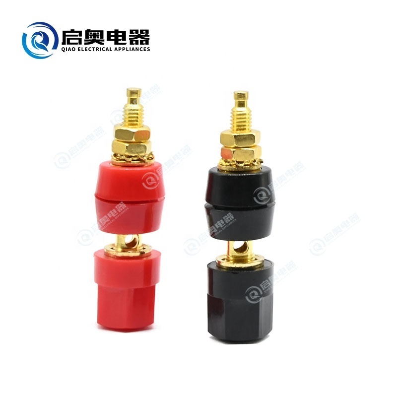 Single gold-plated hexagonal binding post for professional audio amplifier audio speaker