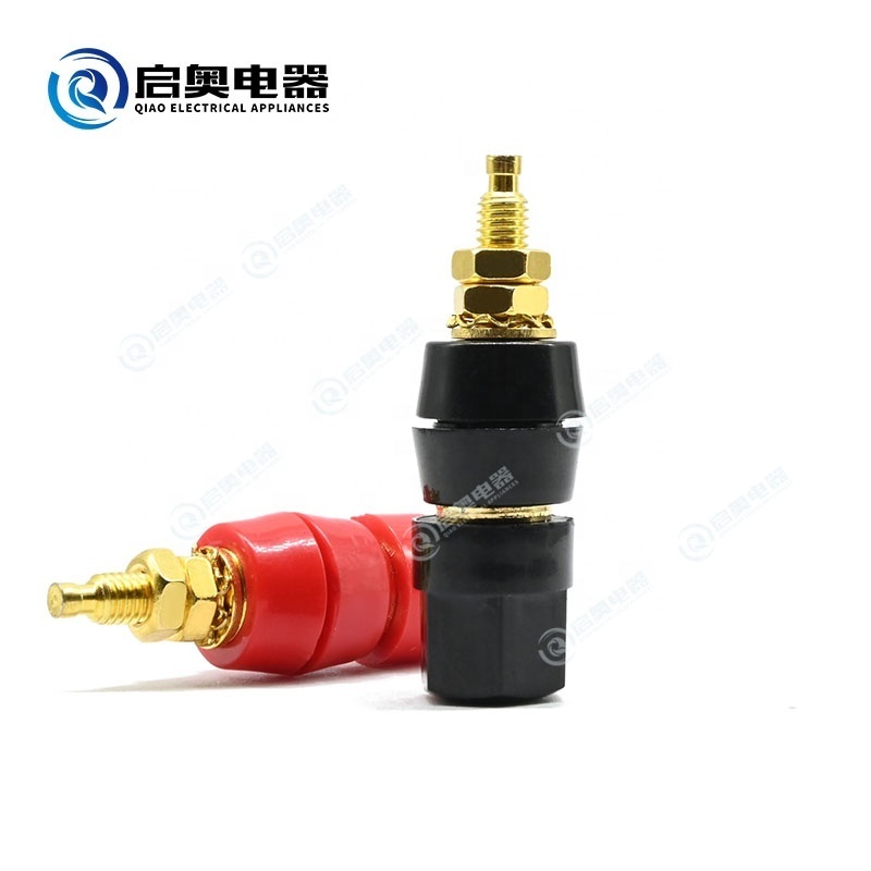 Single gold-plated hexagonal binding post for professional audio amplifier audio speaker