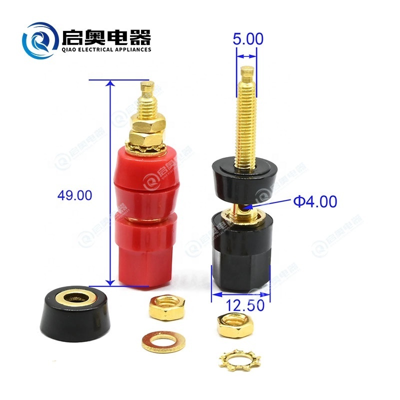 Single gold-plated hexagonal binding post for professional audio amplifier audio speaker