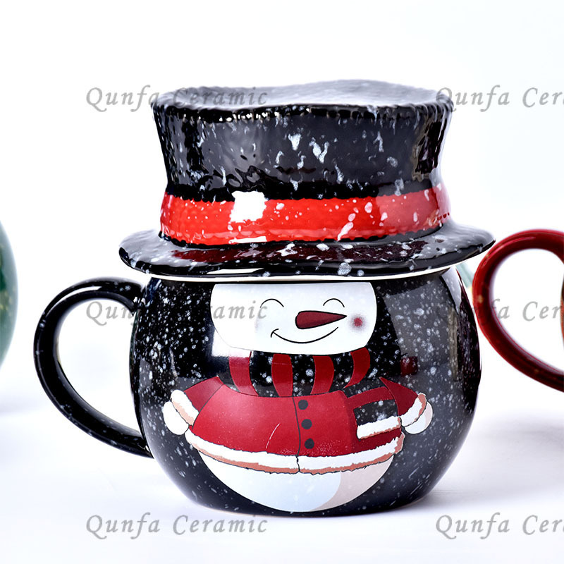 Mugs Coffee Ceramic One-stop Service Custom Bulk Cartoon Printed Embossed Handle Christmas Modern Christmas milk Mugs 