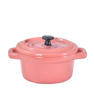 Made In China Pink Small Kitchen Casserole Ceramic Cooking Pot Set With Lid