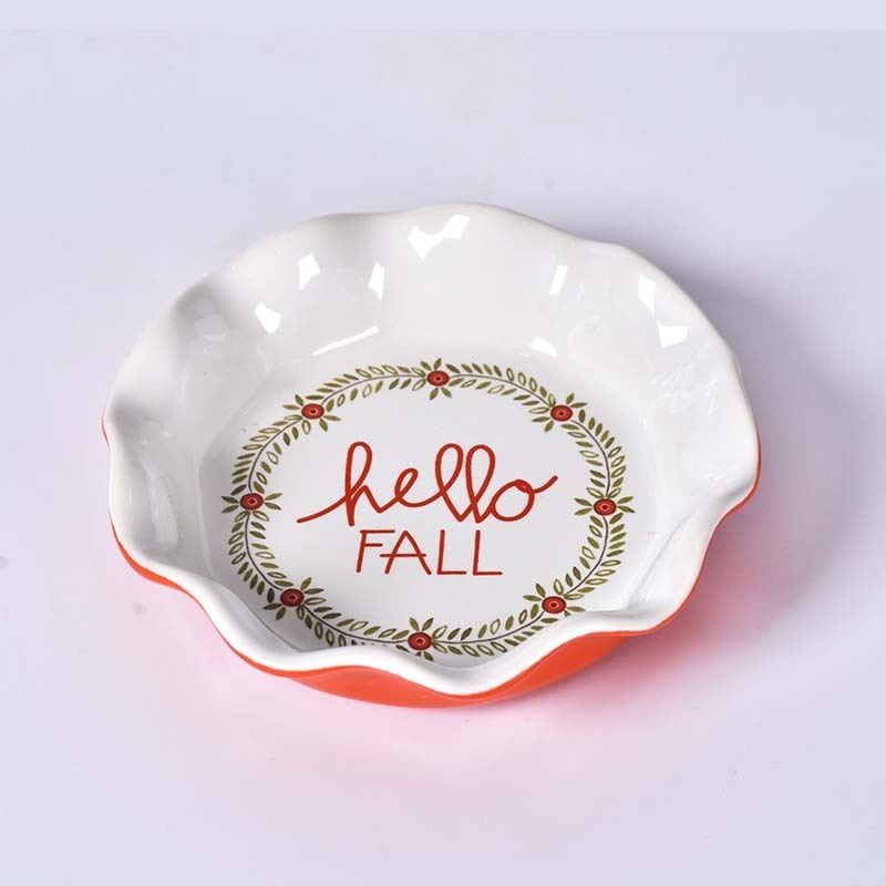 Wholesale Customization Printed Flower rim Fine Applique Fruit Ceramic Plate