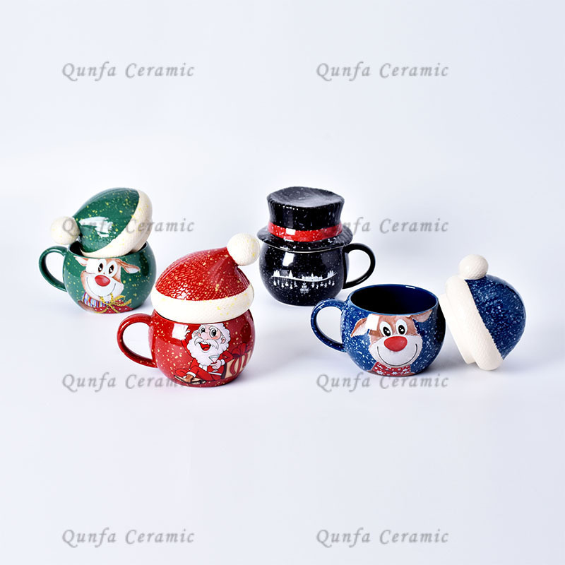 Mugs Coffee Ceramic One-stop Service Custom Bulk Cartoon Printed Embossed Handle Christmas Modern Christmas milk Mugs 