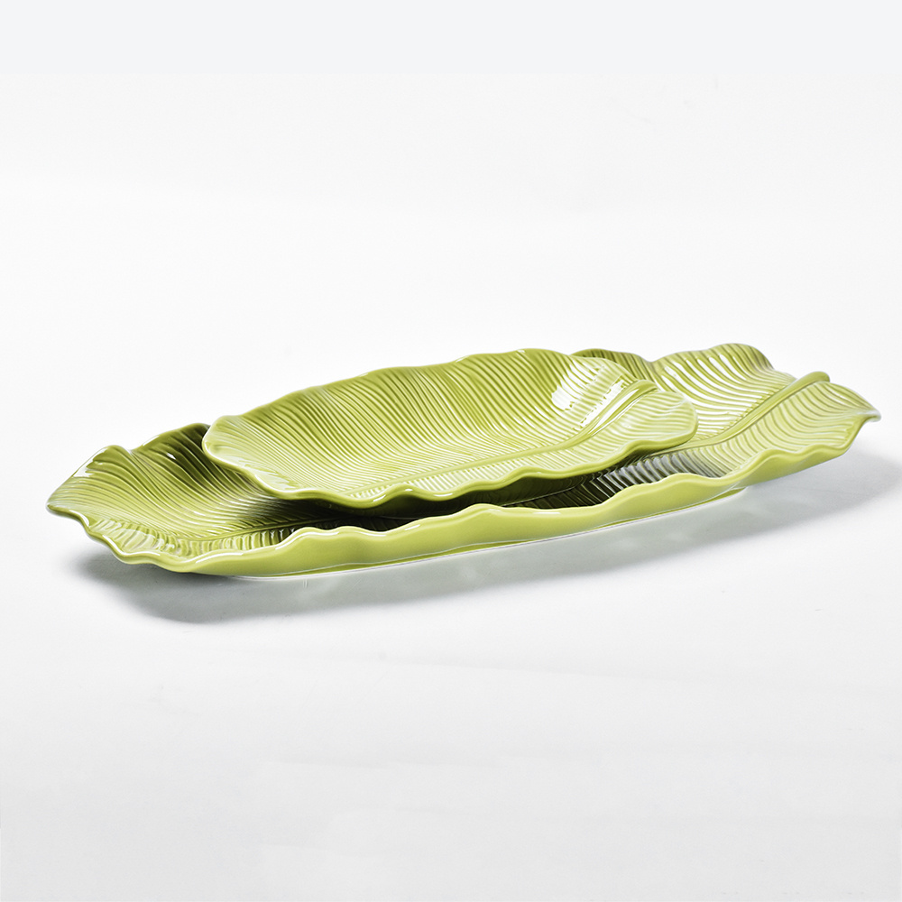 POTTERY BARN Banana Leaf Plate Hanging Decorative Ceramic Party Decoration Modern Plate Dish Tea Party Decorations Supplies