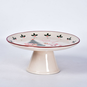 Ceramic Christmas tree Custom printed Ceramic flat white porcelain Cake Plate