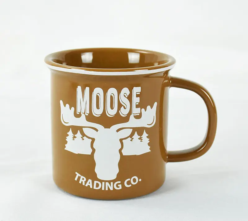 Wholesale custom logo printing 16oz ceramic enamel camping coffee cups mug with decal