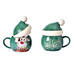 Mugs Coffee Ceramic One-stop Service Custom Bulk Cartoon Printed Embossed Handle Christmas Modern Christmas milk Mugs 