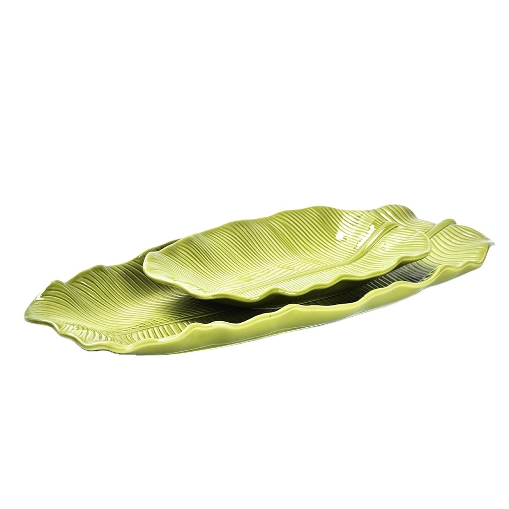 POTTERY BARN Banana Leaf Plate Hanging Decorative Ceramic Party Decoration Modern Plate Dish Tea Party Decorations Supplies