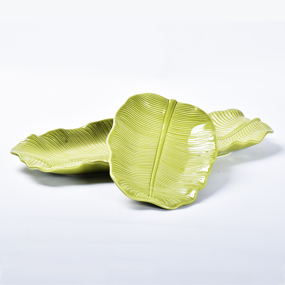 POTTERY BARN Banana Leaf Plate Hanging Decorative Ceramic Party Decoration Modern Plate Dish Tea Party Decorations Supplies