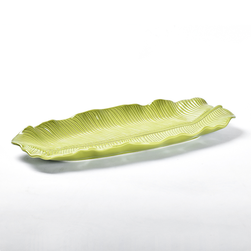 POTTERY BARN Banana Leaf Plate Hanging Decorative Ceramic Party Decoration Modern Plate Dish Tea Party Decorations Supplies