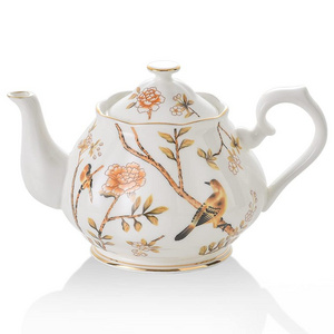 Porcelain Teapot With Lid Vintage Ceramic Tea Pot With Filter For Tea Coffee Water Teaparty Home,34oz