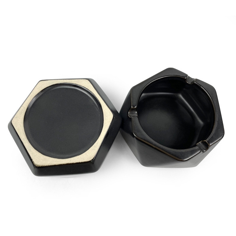 smokeless ashtray Lip Ashtray Ceramic Black Custom porcelain cigar ashtray with Lids  custom