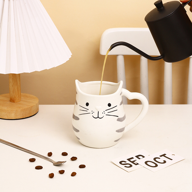 Kitchen Modern Custom Cute 3d Animal Face Shaped Cat Coffee Mugs Custom Ceramic Dinnerware Sets