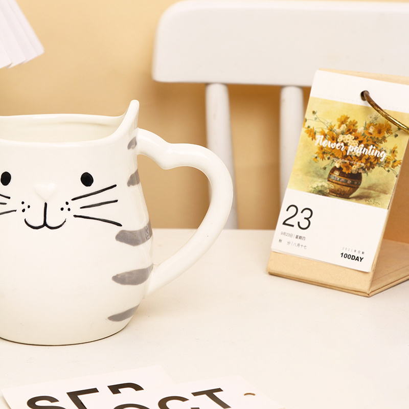 Kitchen Modern Custom Cute 3d Animal Face Shaped Cat Coffee Mugs Custom Ceramic Dinnerware Sets