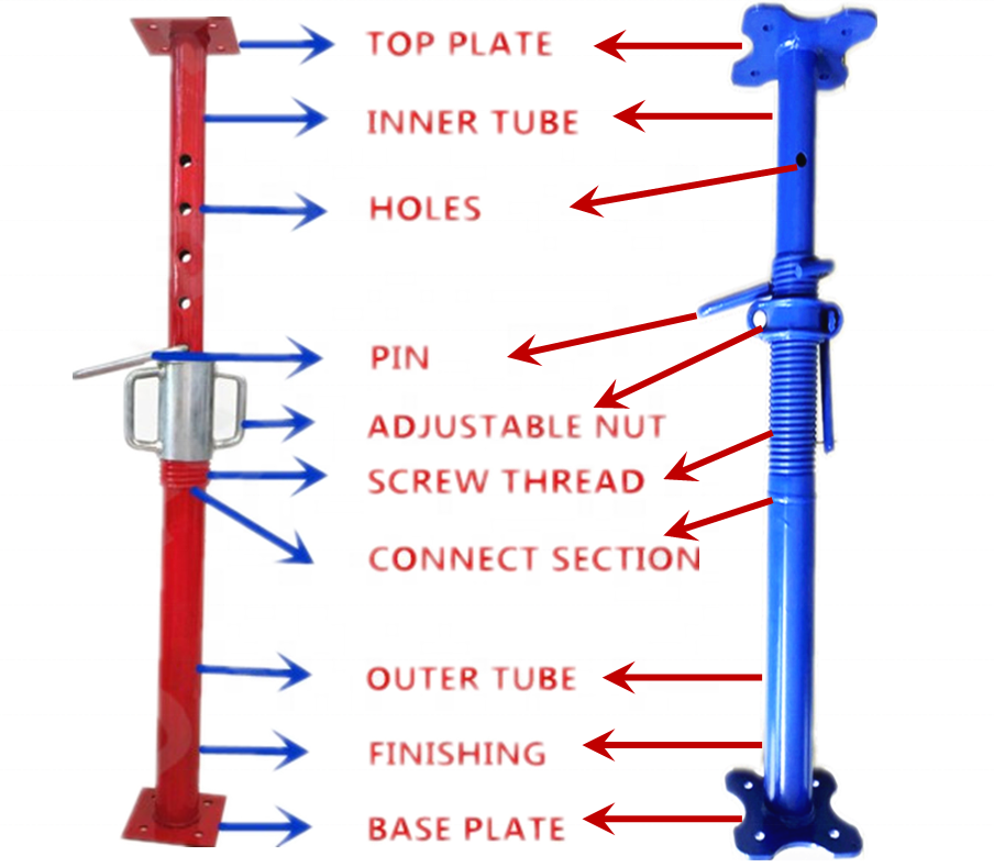 Reliable China Factory Supplier Adjustable Height Steel Support Used Scaffolding Props acrow prop