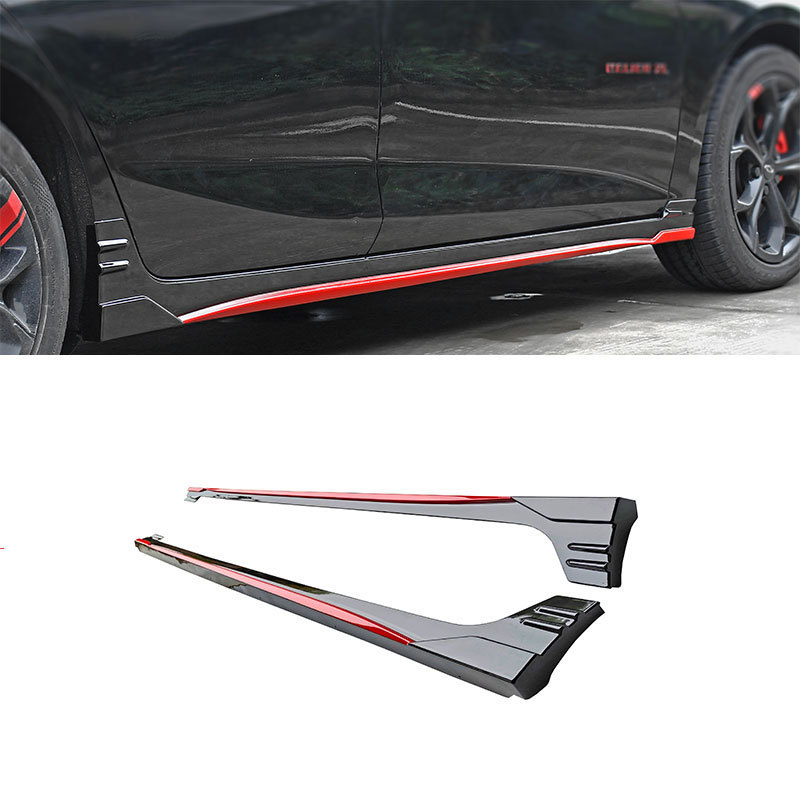 High quality Plastic PP ABS Performance Bright black Side skirts extension body kits For Chevrolet Malibu