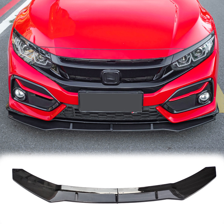 16-21 H onda Civ ic 10th generation carbon fiber pattern 2-piece front bumper splitter spoiler lip exterior kit