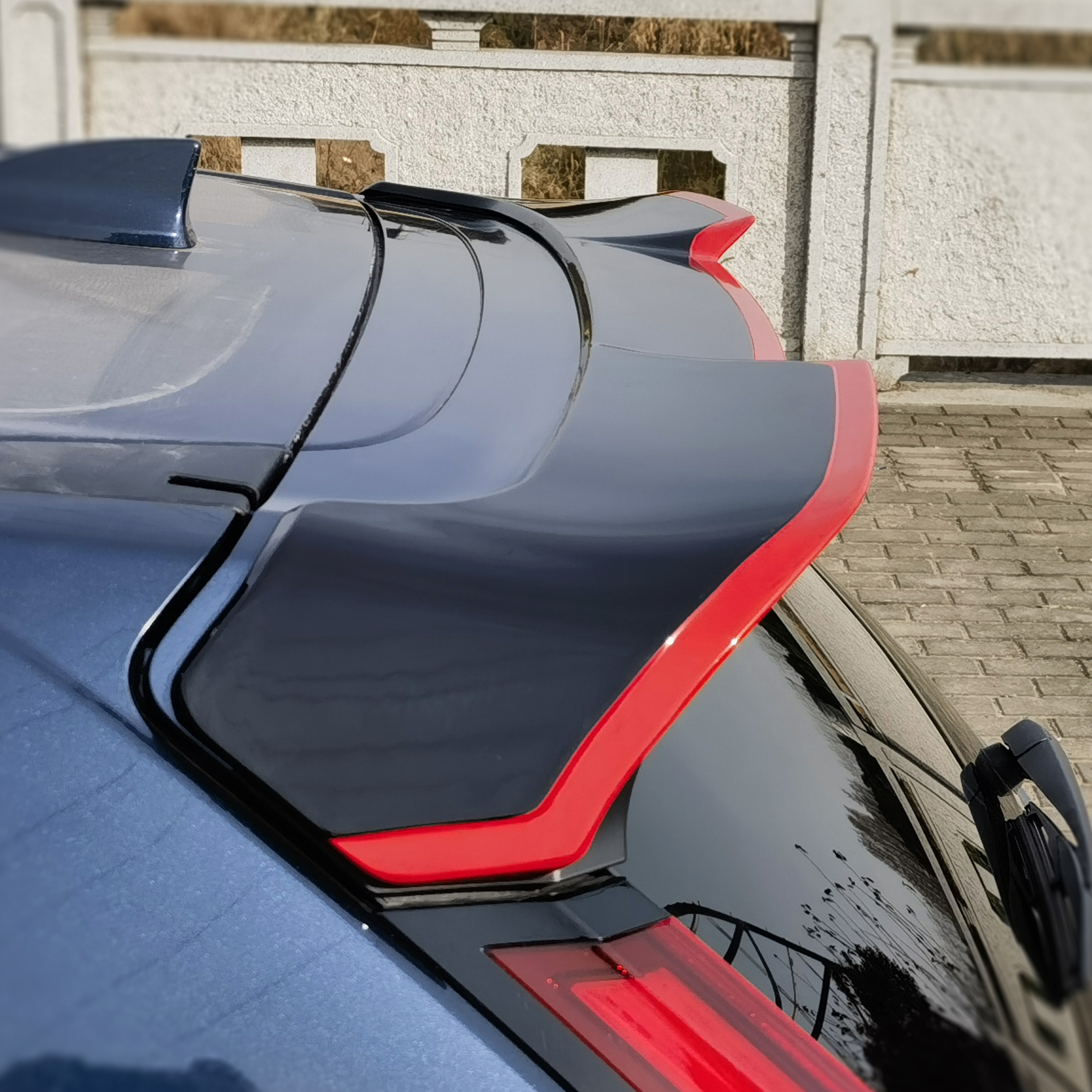 High-performance bright black red-edged car tail spoiler fixed wing for Honda 2023 CRV retrofit kit