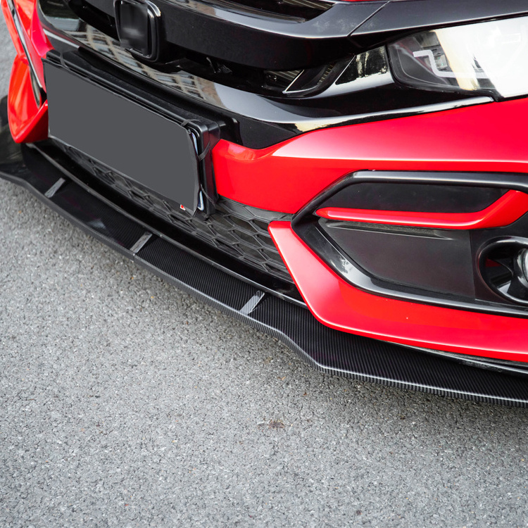 16-21 H onda Civ ic 10th generation carbon fiber pattern 2-piece front bumper splitter spoiler lip exterior kit