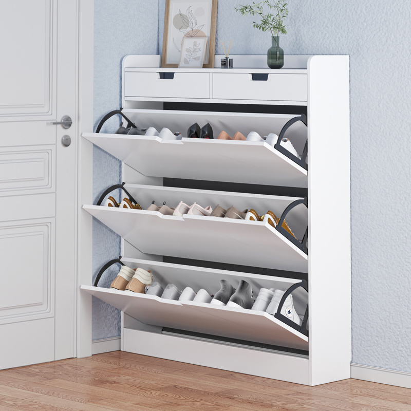 Foldable wooden shoe rack for door shoes modern design eco-friendly MDF shoe cabinet