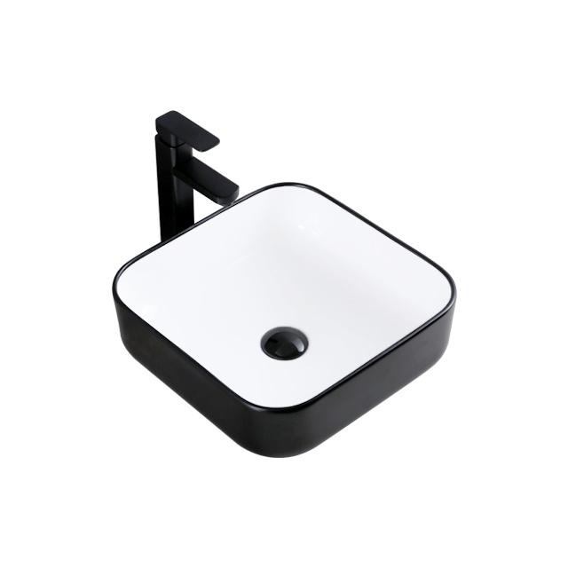 Modern sanitary ware lavamanos above counter top handmade toilet ceramic bathroom sink matt black white hand wash basin